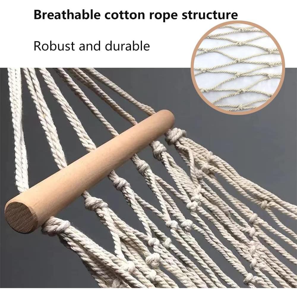 Hamaca de Cuerda de Algodón Tengsun 198x81cm 100kg Gris