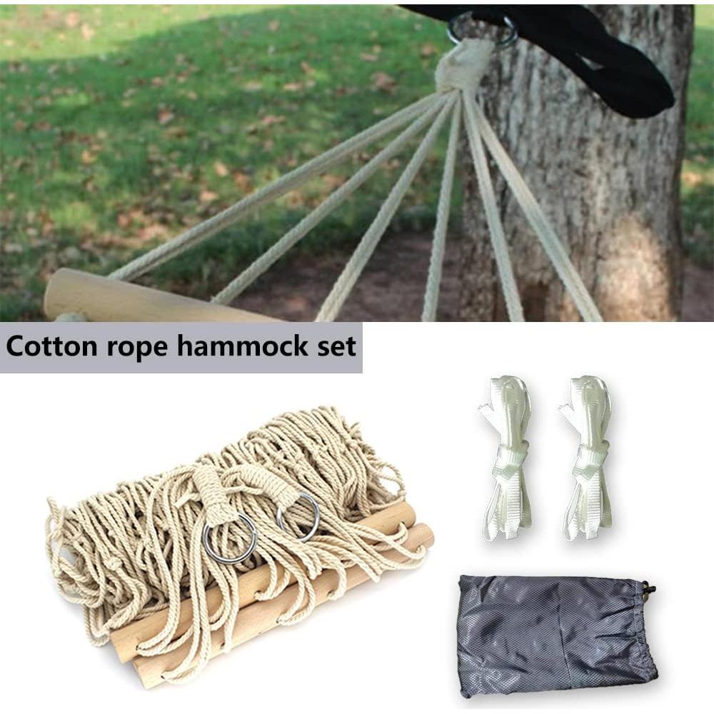 Hamaca de Cuerda de Algodón Tengsun 198x81cm 100kg Gris