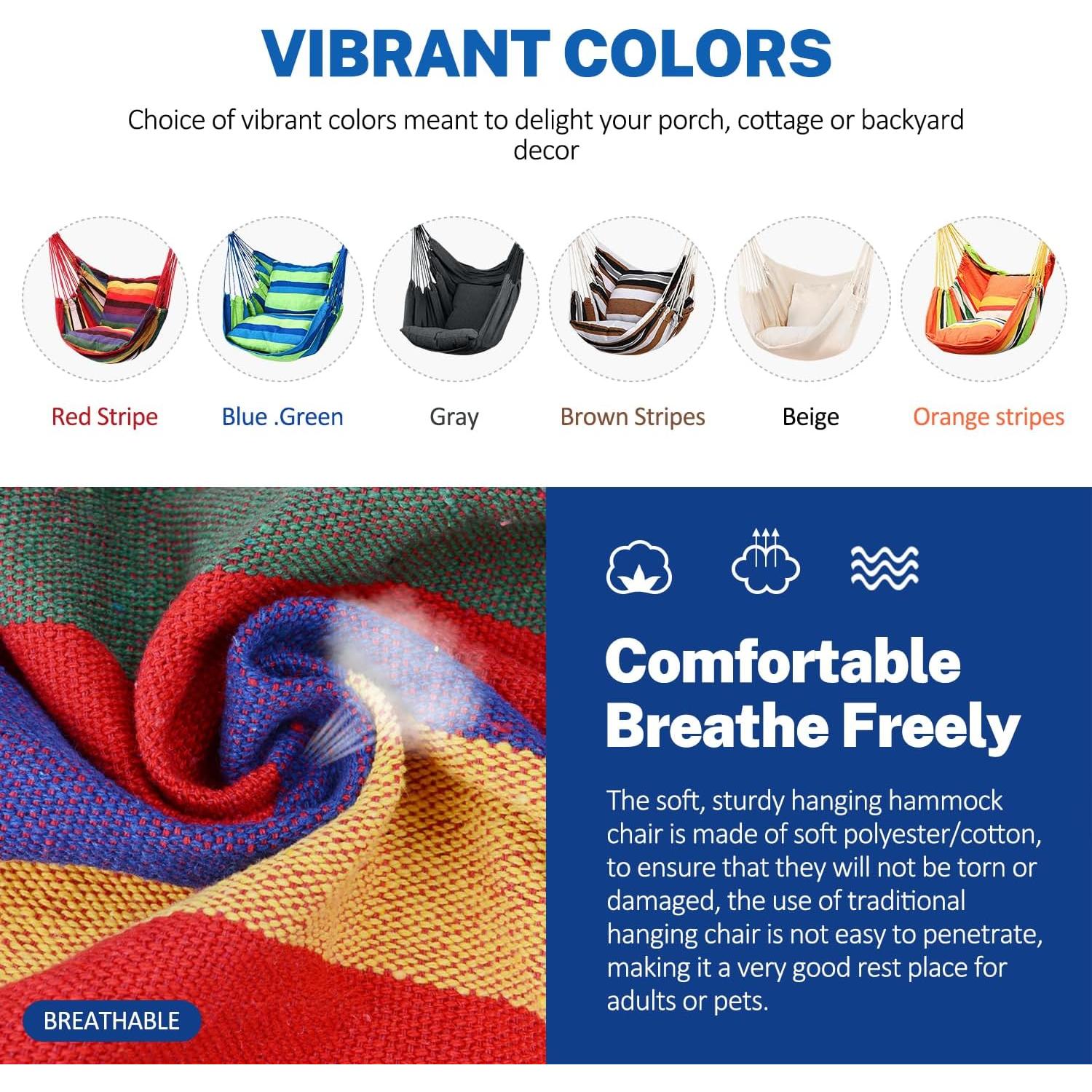 Silla Colgante Hammock KPX Arcoíris 130x110 cm 150 kg