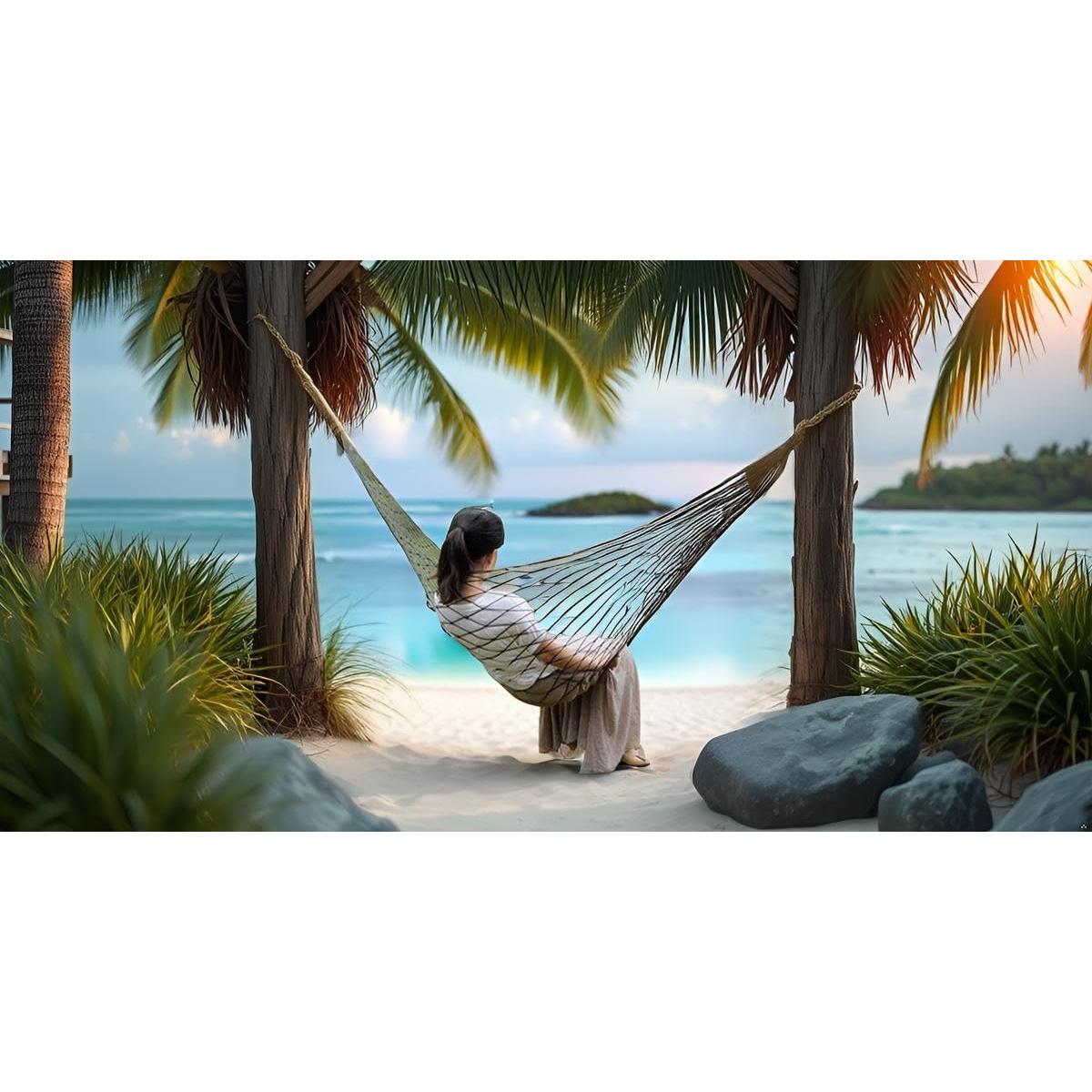 Hamaca Colgante de Malla Alomejor 240x80 cm Beige Resistente