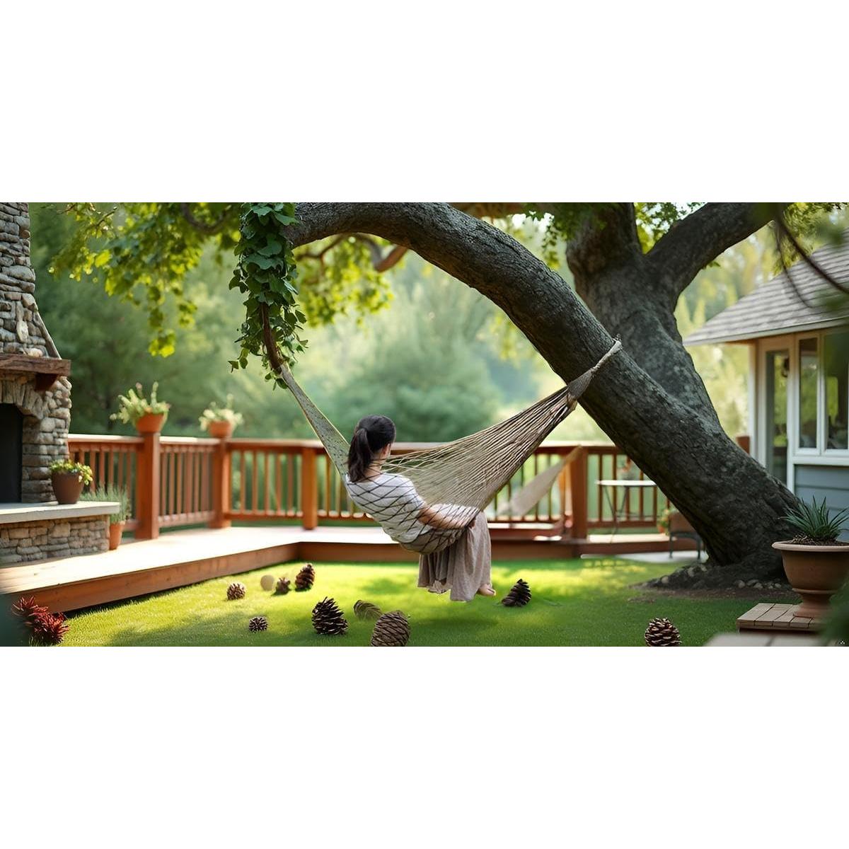 Hamaca Colgante de Malla Alomejor 240x80 cm Beige Resistente