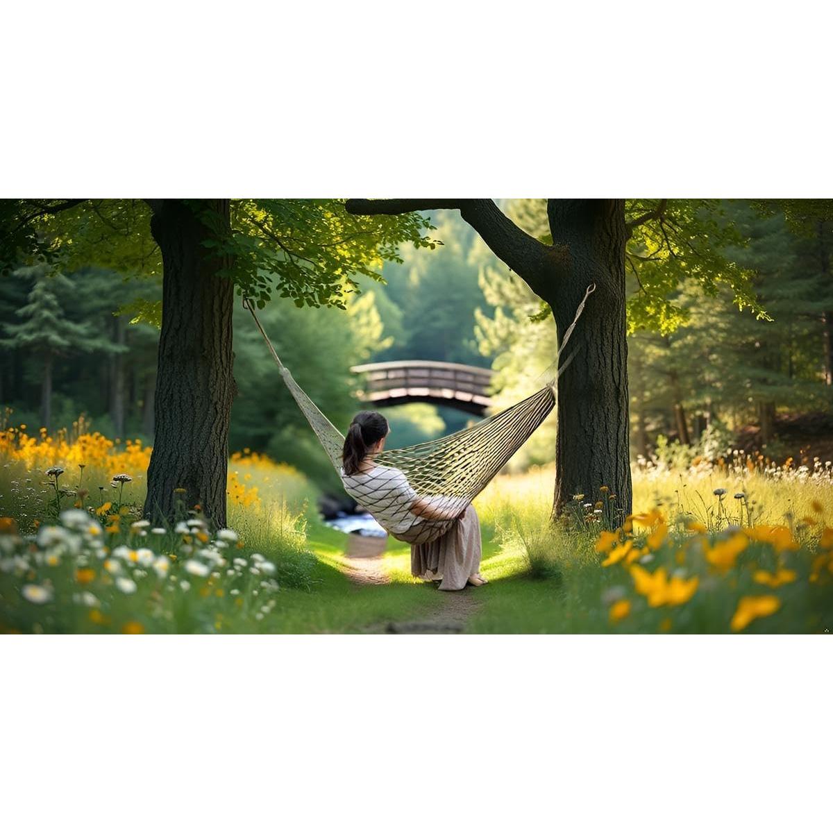 Hamaca Colgante de Malla Alomejor 240x80 cm Beige Resistente