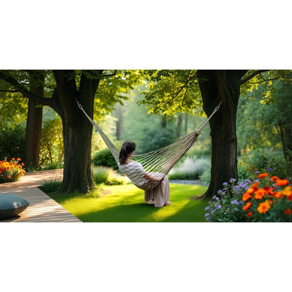 Hamaca Colgante de Malla Alomejor 240x80 cm Beige Resistente