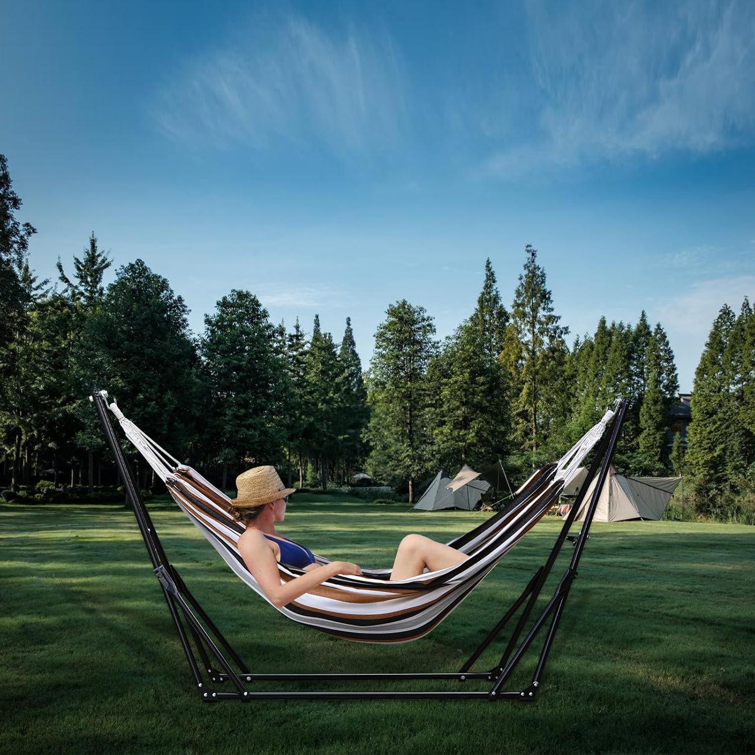 Hamaca Plegable con Soporte de Acero Ajustable Cian 279kg