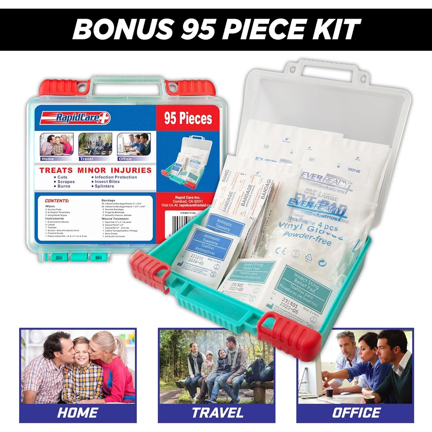 Kit de Primeros Auxilios Rapid Care 300 Piezas + Kit de Viaje 95 Piezas