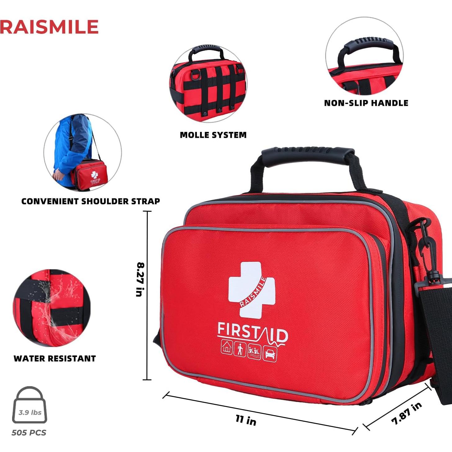 Kit de Primeros Auxilios Raismile 505 Piezas - Médico para Hogar y Viajes