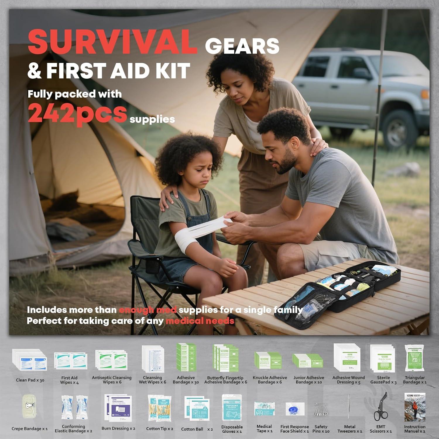 Kit de Primeros Auxilios VLITEPRO 242 Piezas con Bolsa Molle