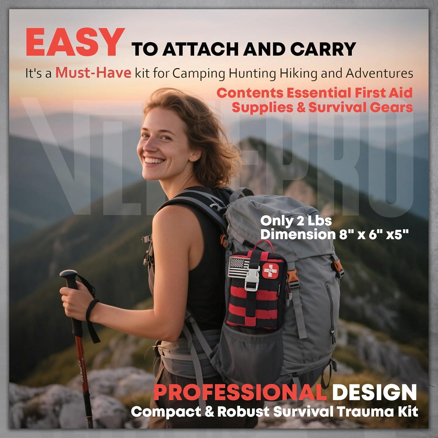 Kit de Primeros Auxilios VLITEPRO 242 Piezas con Bolsa Molle