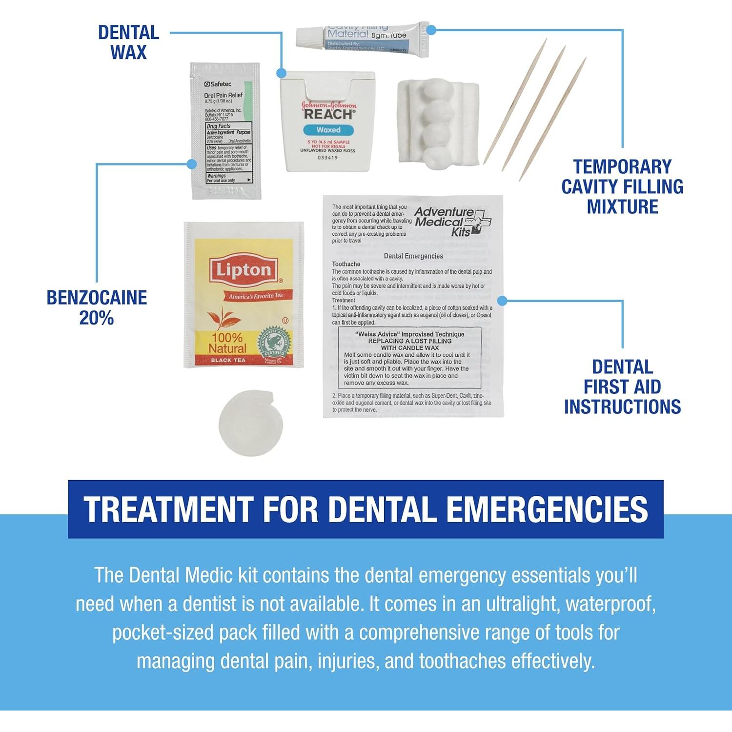 Kit Dental de Emergencia Adventure Medical Kits - Incluye Gel Orasol y Relleno Temporal