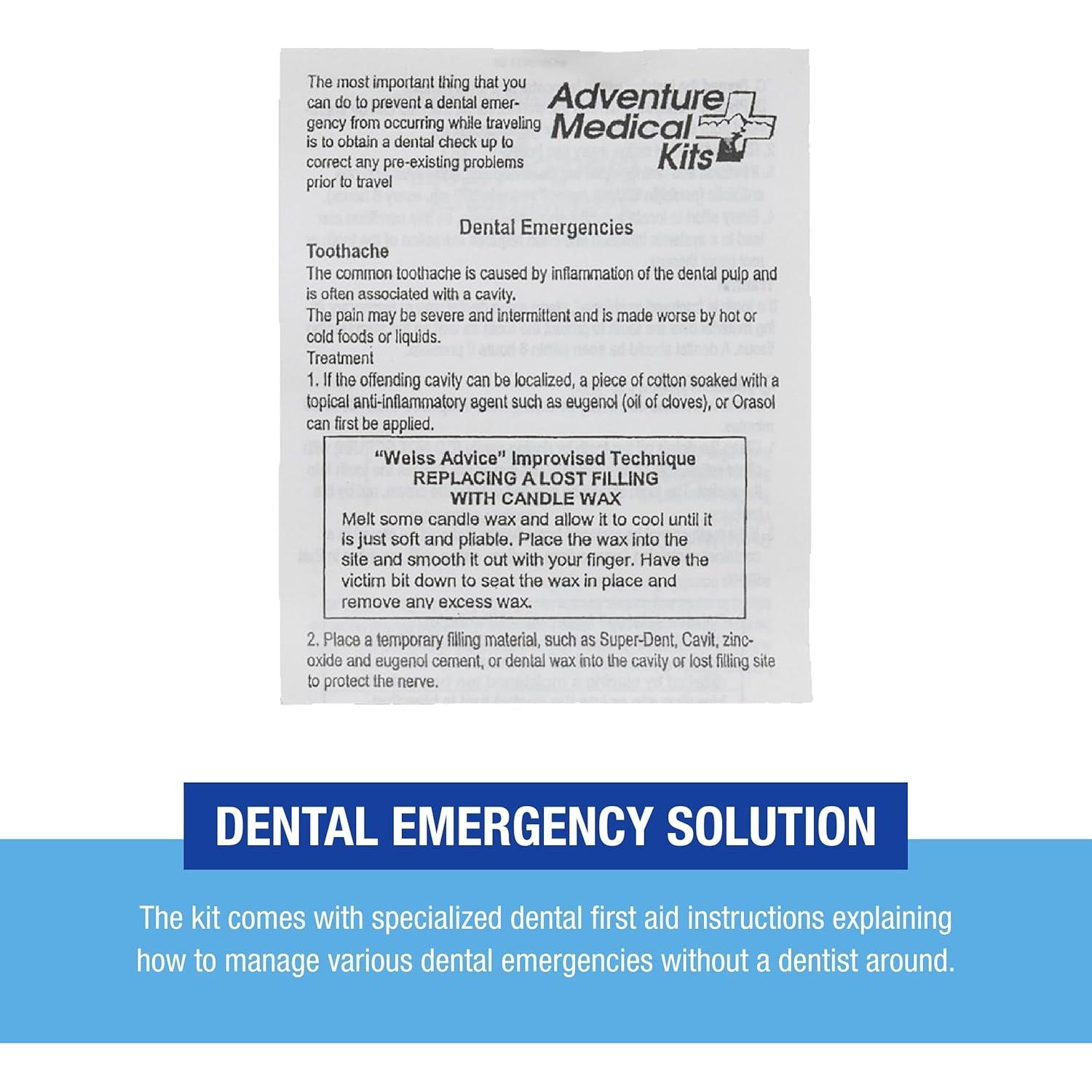 Kit Dental de Emergencia Adventure Medical Kits - Incluye Gel Orasol y Relleno Temporal