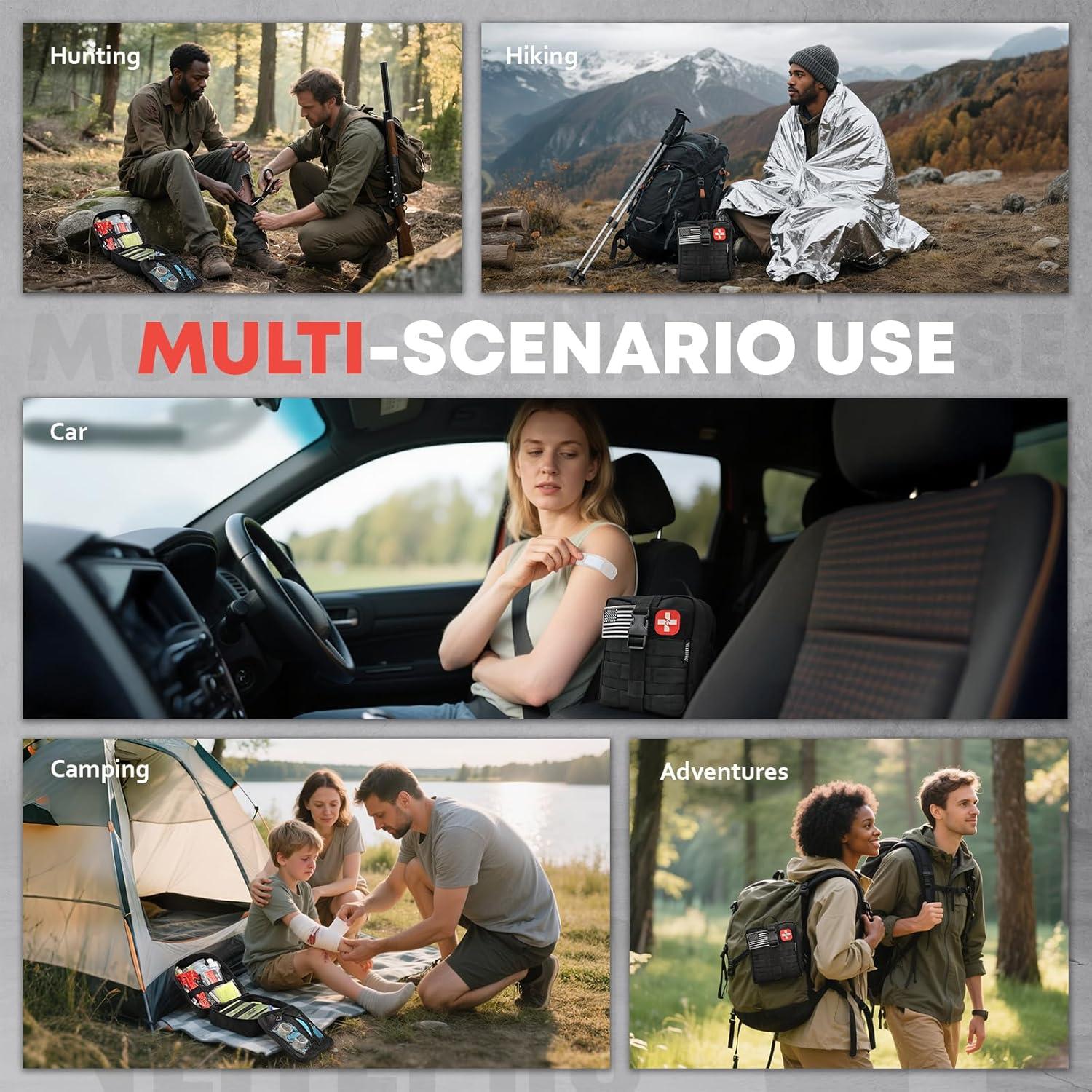 Kit de Primeros Auxilios VLITEPRO IFAK - Trauma, Vendaje, Torniquete, Negro