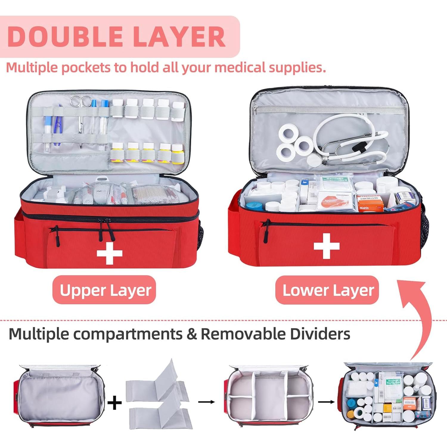 Bolsa de Primeros Auxilios Vacía Grande ALSLEA 40.6x24.1x17.8 cm Rojo