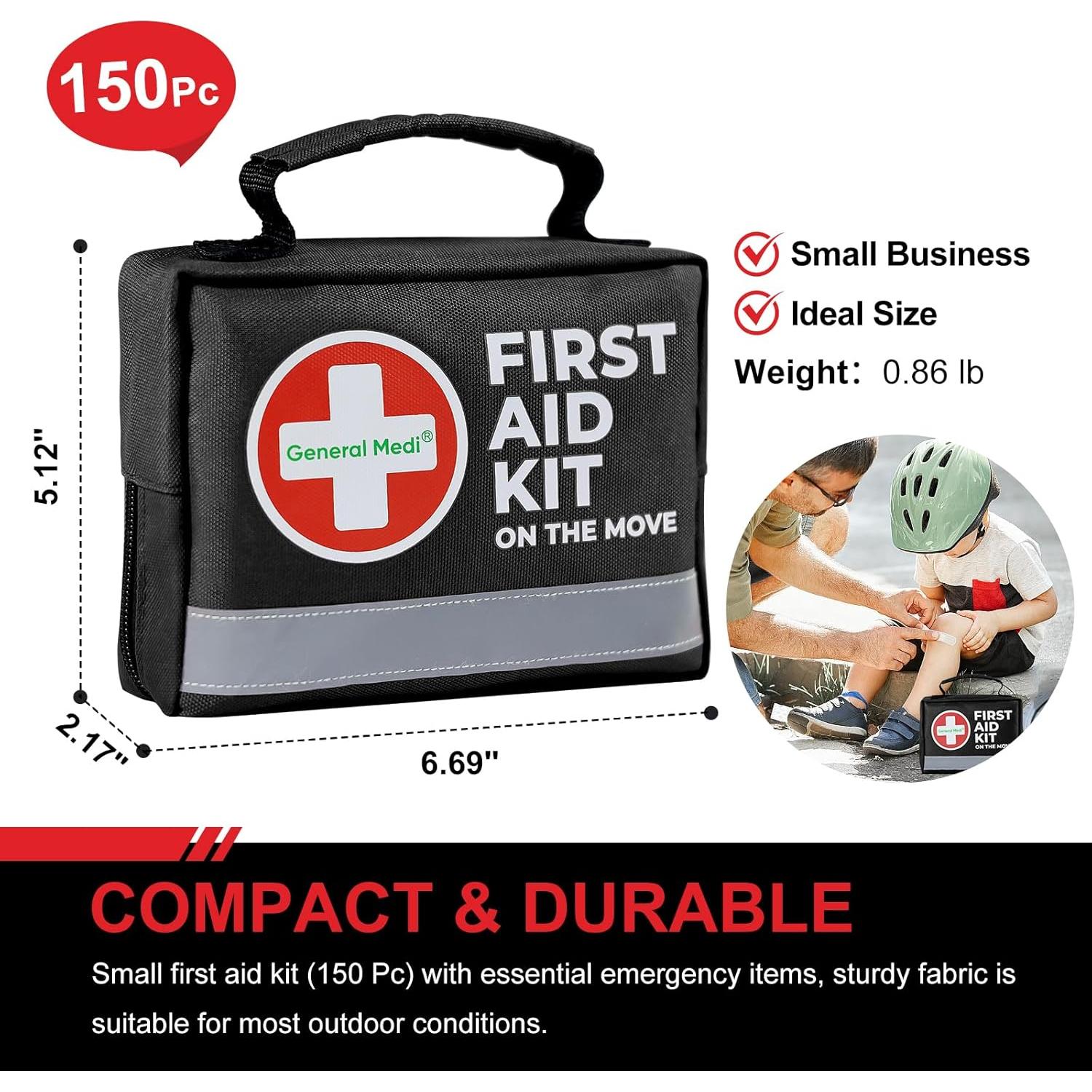 Kit de Primeros Auxilios Medi - 150 Piezas Compacto Negro