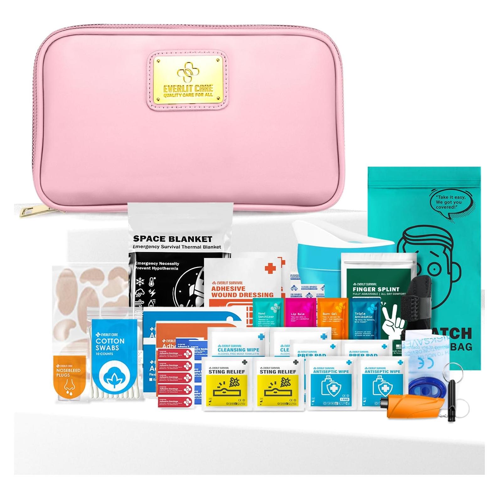 Kit de Primeros Auxilios para Automóvil Everlit Rosa 104 Piezas