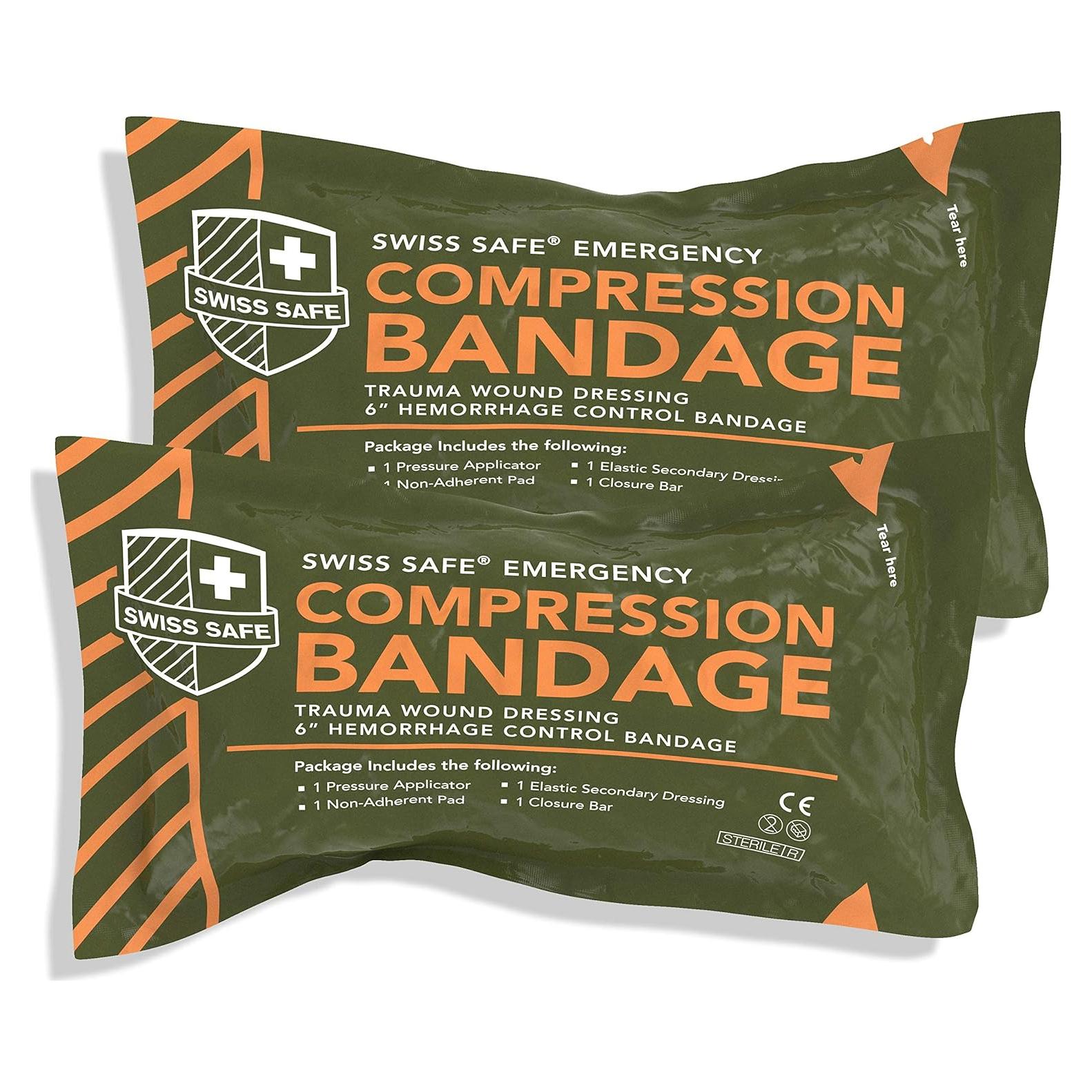Kit de Trauma Swiss Safe - Vendajes Estériles 15.24 cm - 2 Paquete