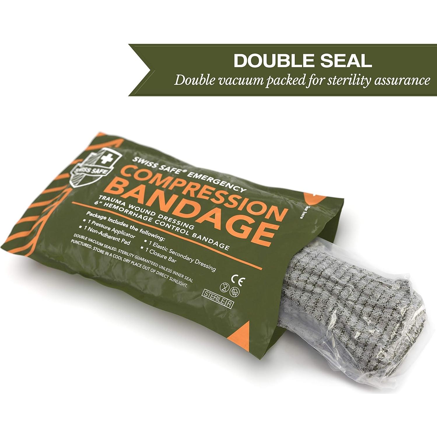 Kit de Trauma Swiss Safe - Vendajes Estériles 15.24 cm - 2 Paquete