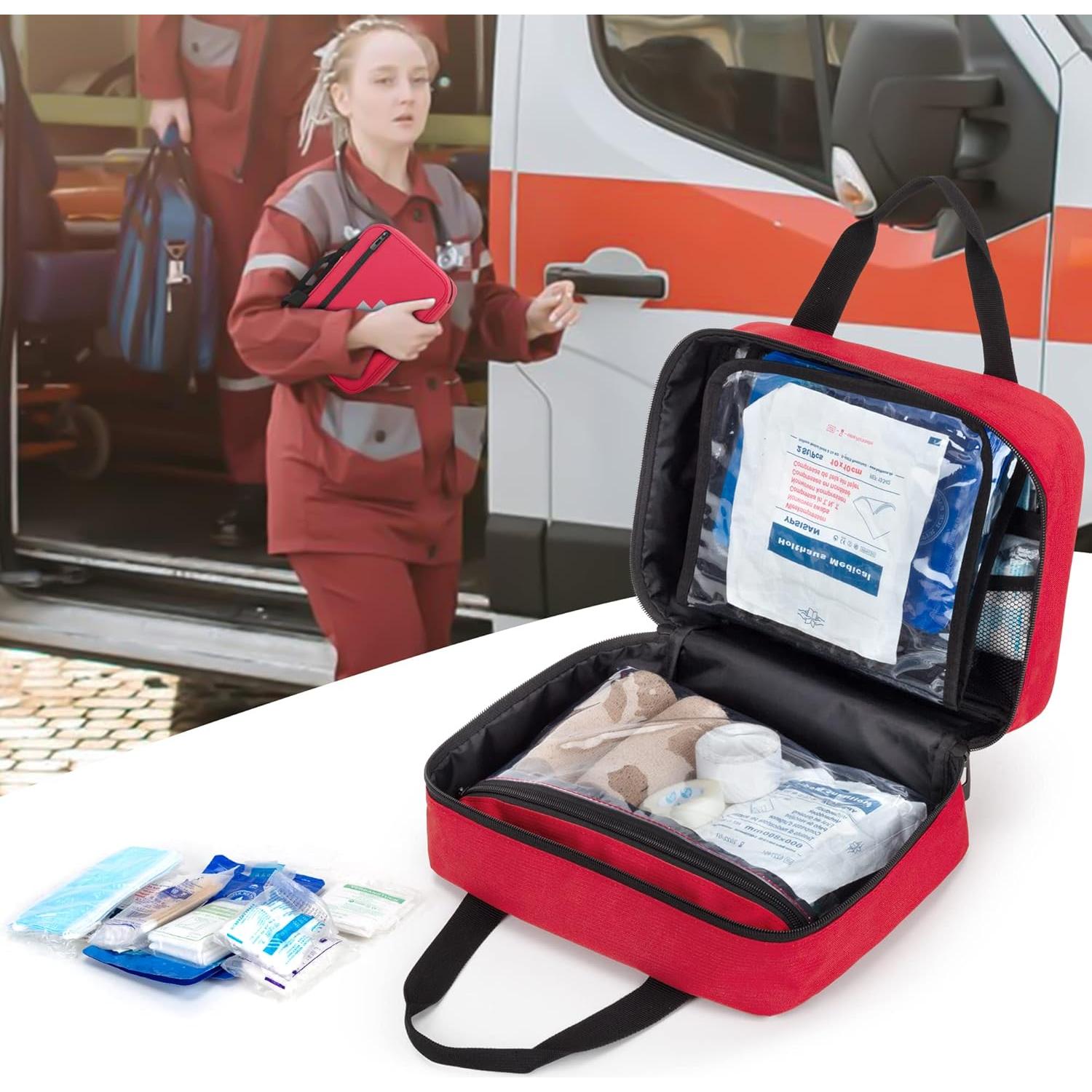 Bolsa de Primeros Auxilios CURMIO Roja Compacta 29x10x20 cm