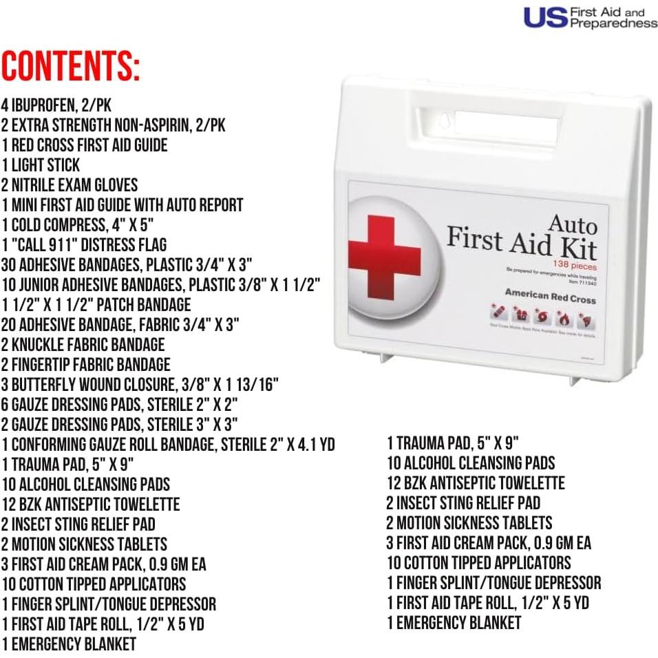 Kit de Primeros Auxilios Deluxe Auto American Red Cross 138 Piezas