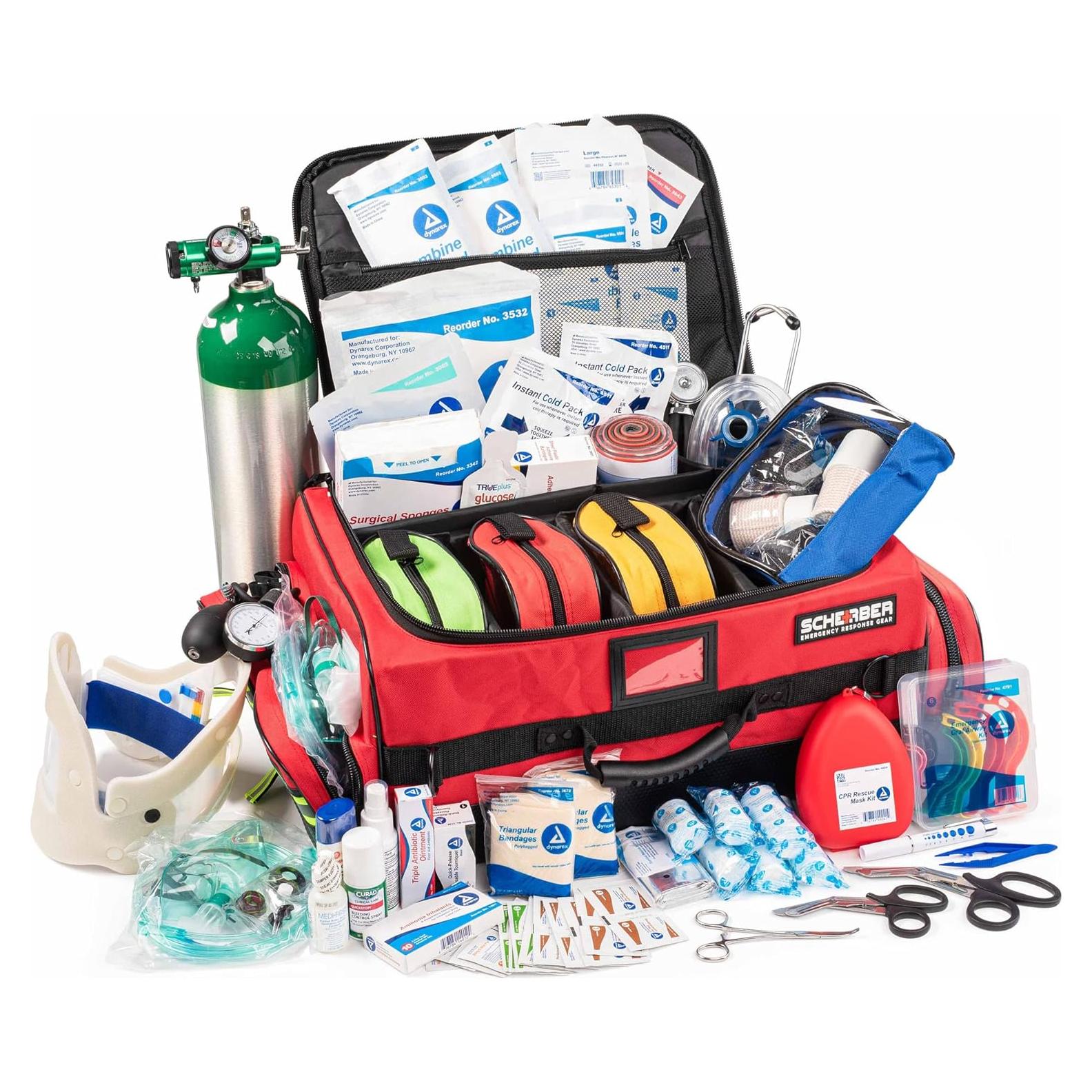 Kit de Trauma Profesional Scherber con 260 Suministros - Rojo