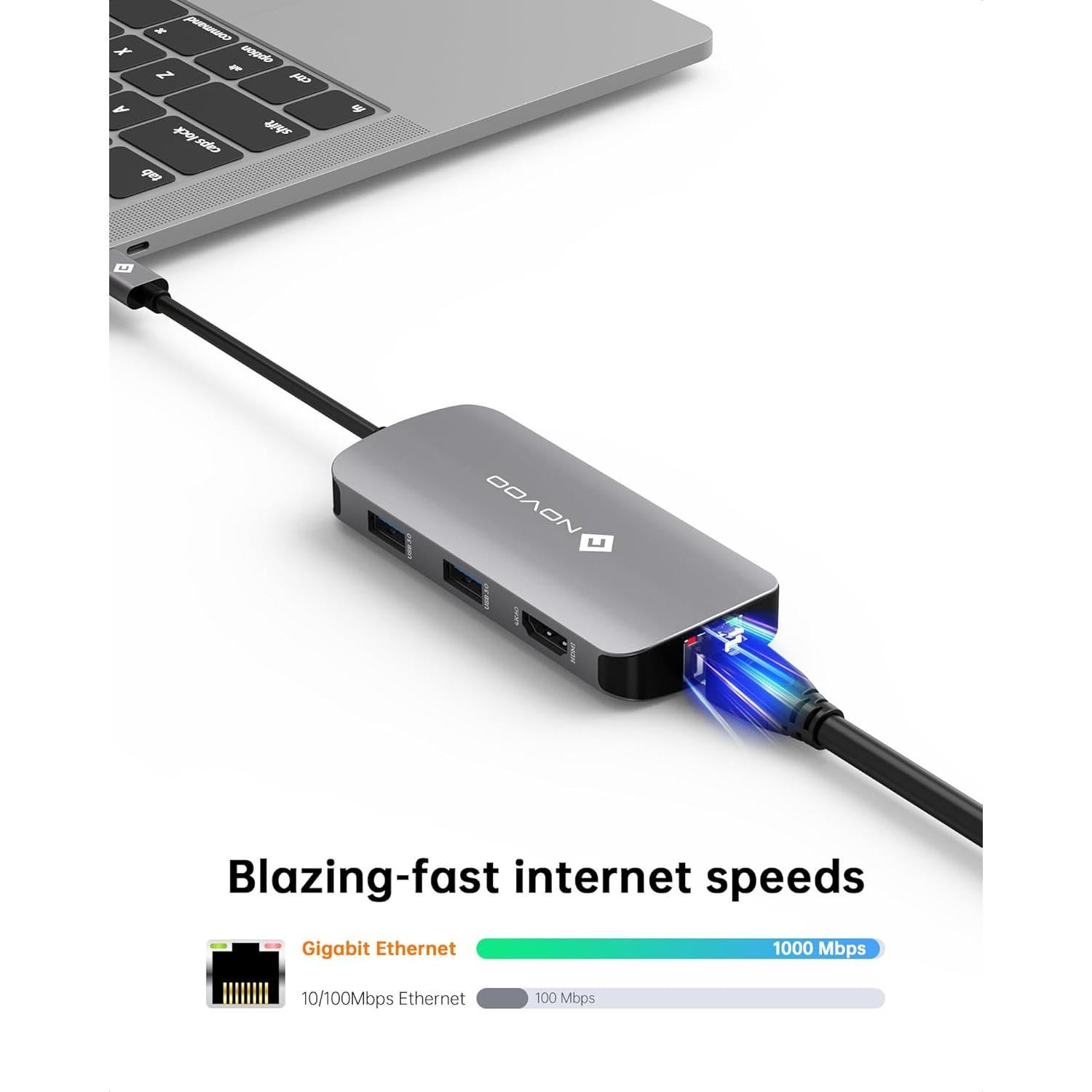 Hub USB C NOVOO 7-en-1 4K HDMI Ethernet 100W PD