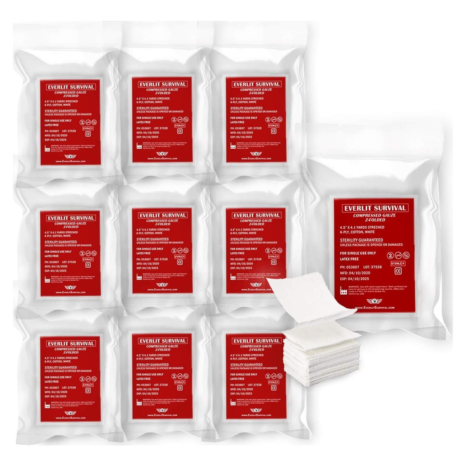 Gasa Estéril Comprimida Z-Folded Everlit 10 Paquetes 11.43 cm x 3.75 m