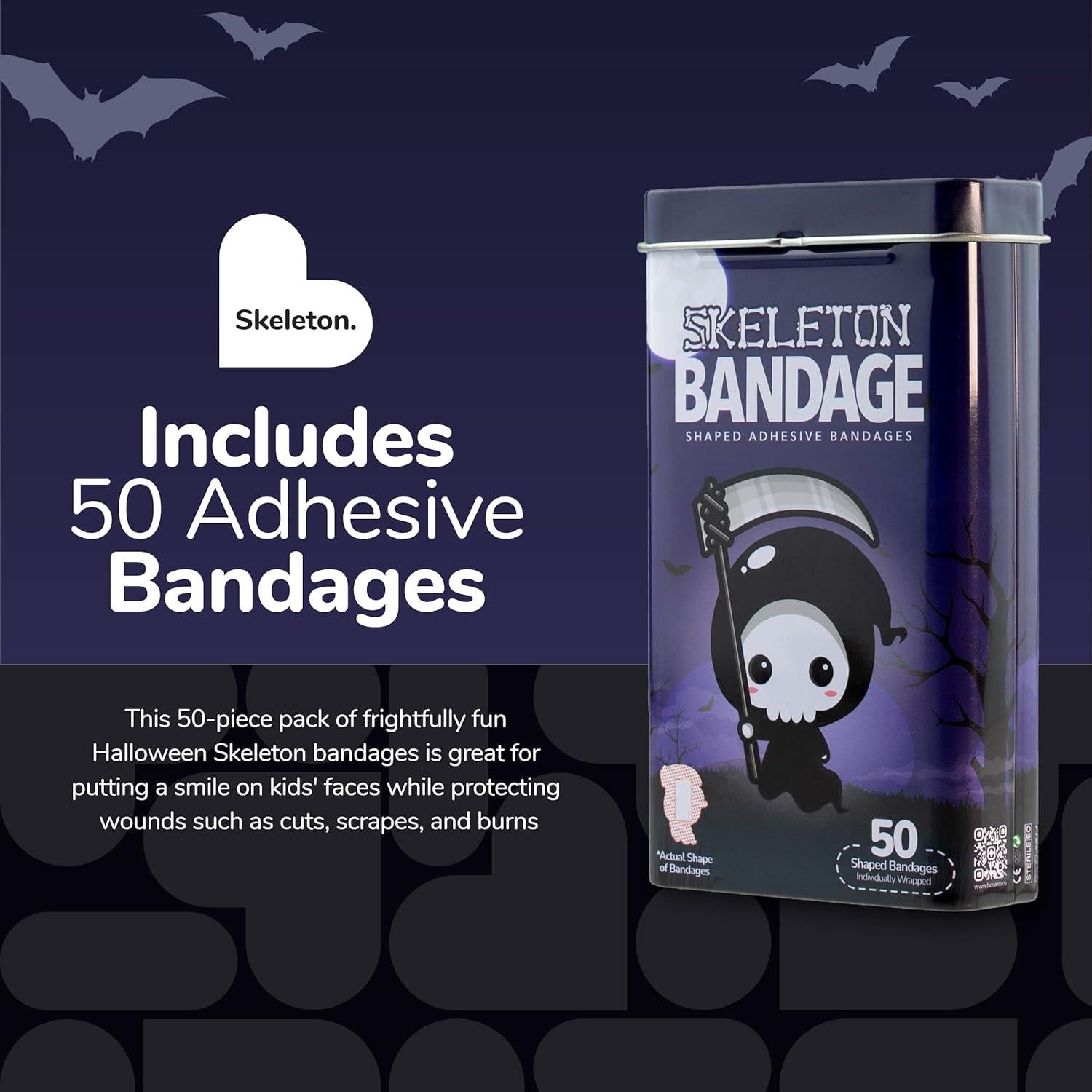 Vendajes Autoadhesivos BioSwiss Halloween Esqueleto 50 Piezas