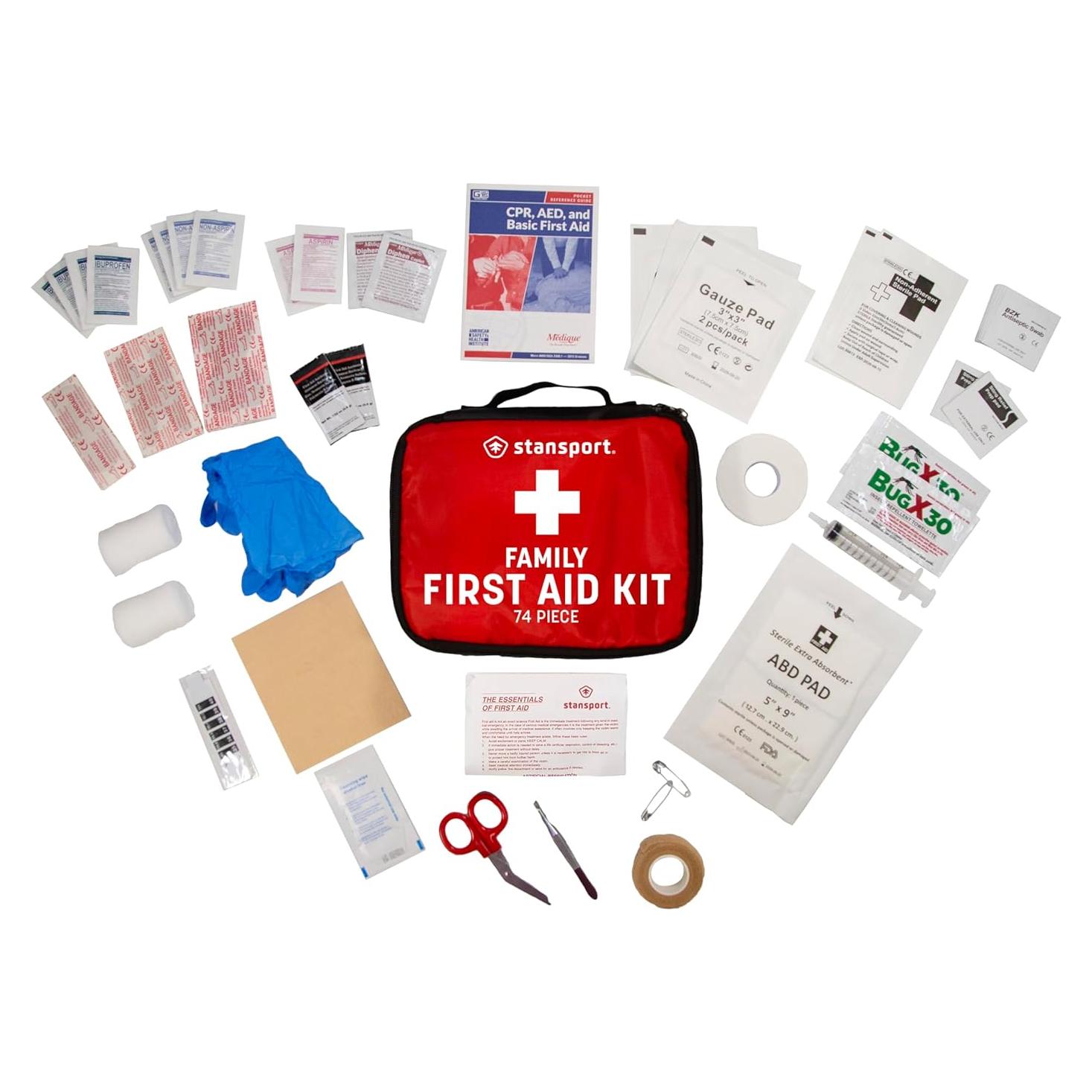 Kit de Primeros Auxilios Familiar Stansport - 74 Piezas