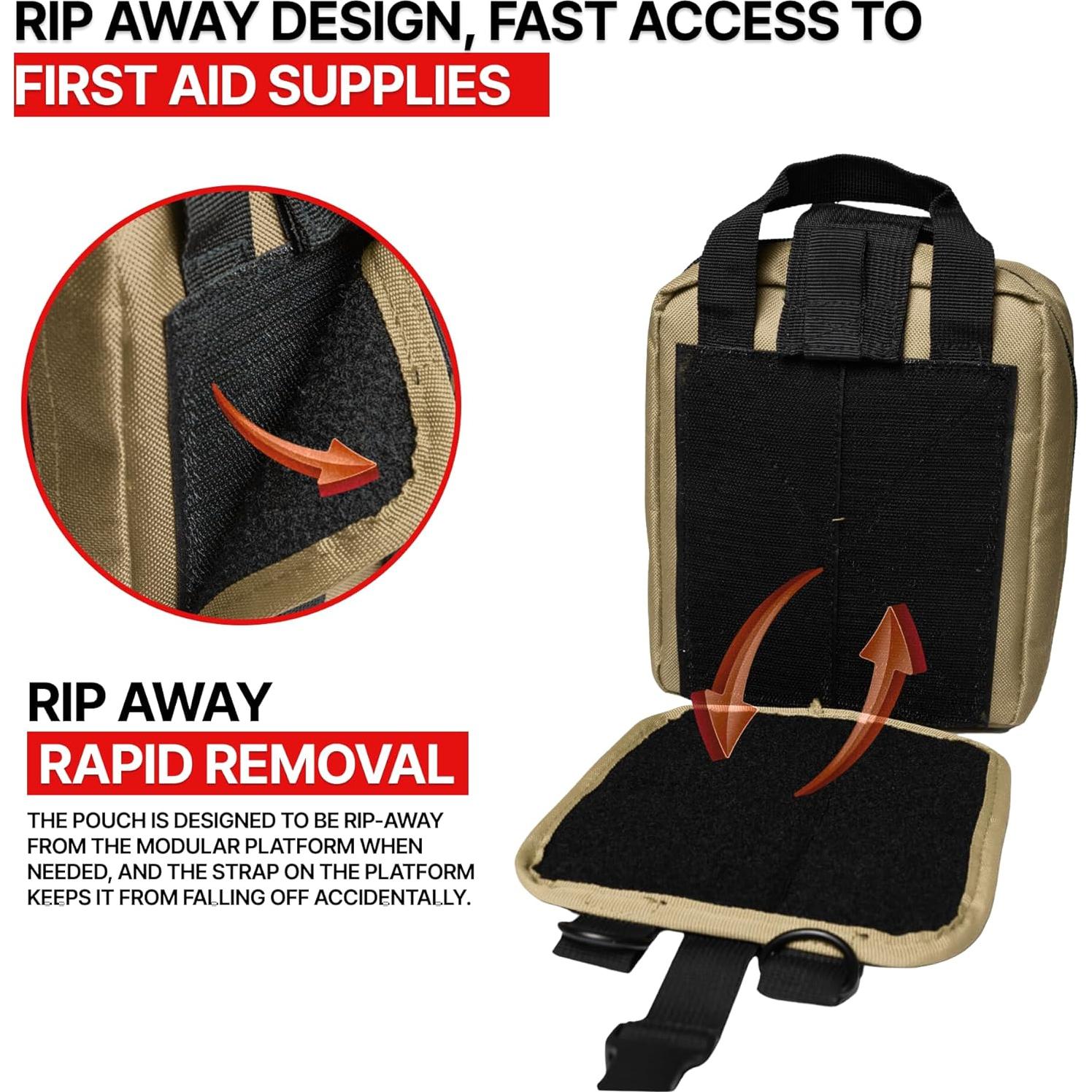 Bolsa Médica Táctica Orca Rip Away IFAK Coyote 20.32x15.24cm