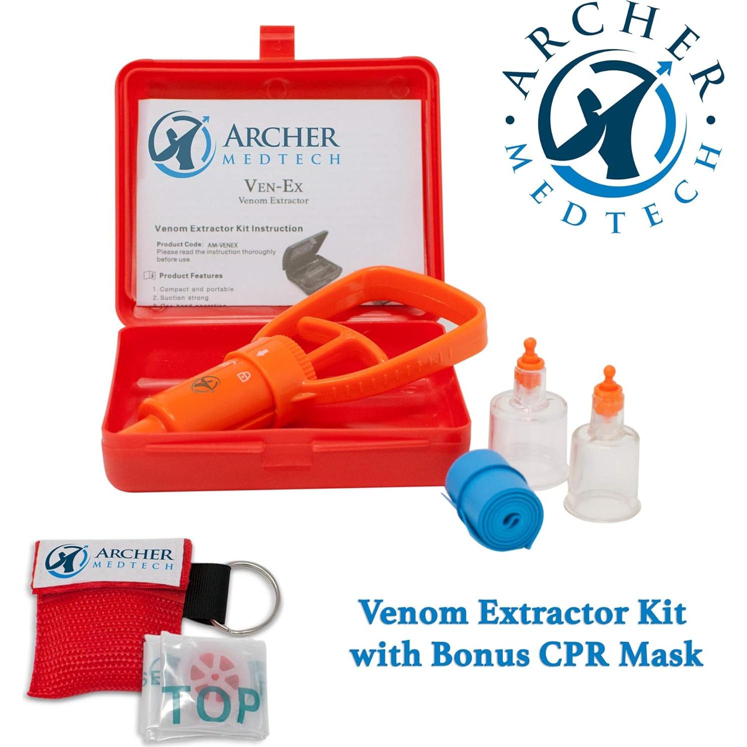 Kit de Primeros Auxilios Ven-Ex Archer MedTech - Extractor de Veneno y RCP