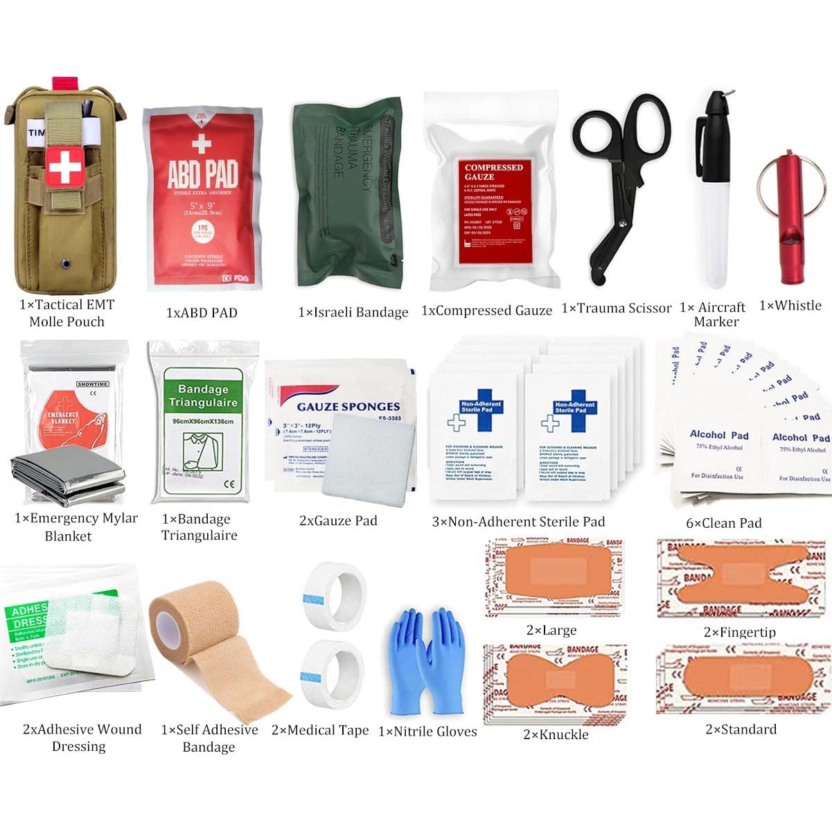 Kit de Trauma IFAK Vviitop para Control de Sangrado 20.3x8.9cm