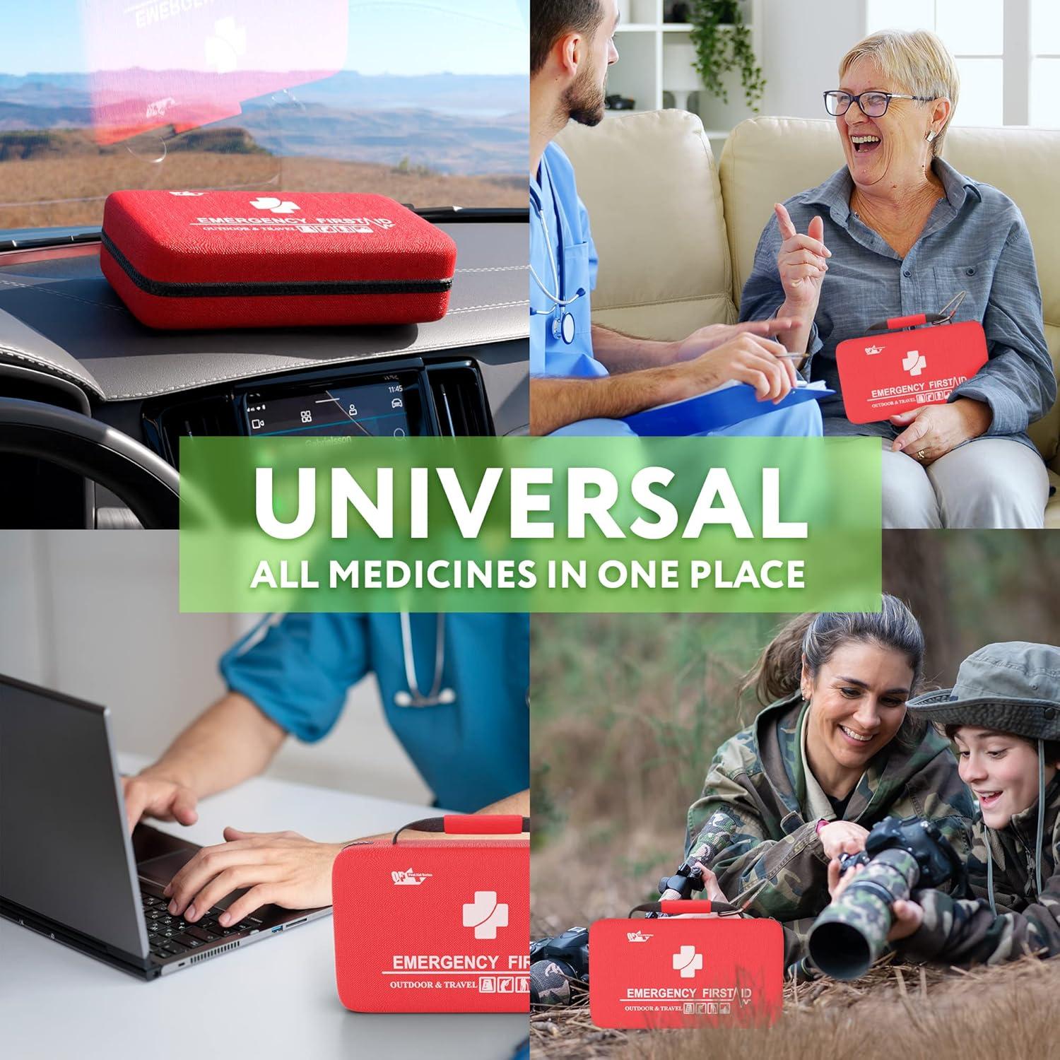 Small Survival First Aid Kit of 121 Pieces. Portable Car Emergency Kit. Mini Medicine Bag. Classroom Must Haves. Sturdy Lightweight EVA Camping Essentials. Waterproof First Aid Bag with Zip