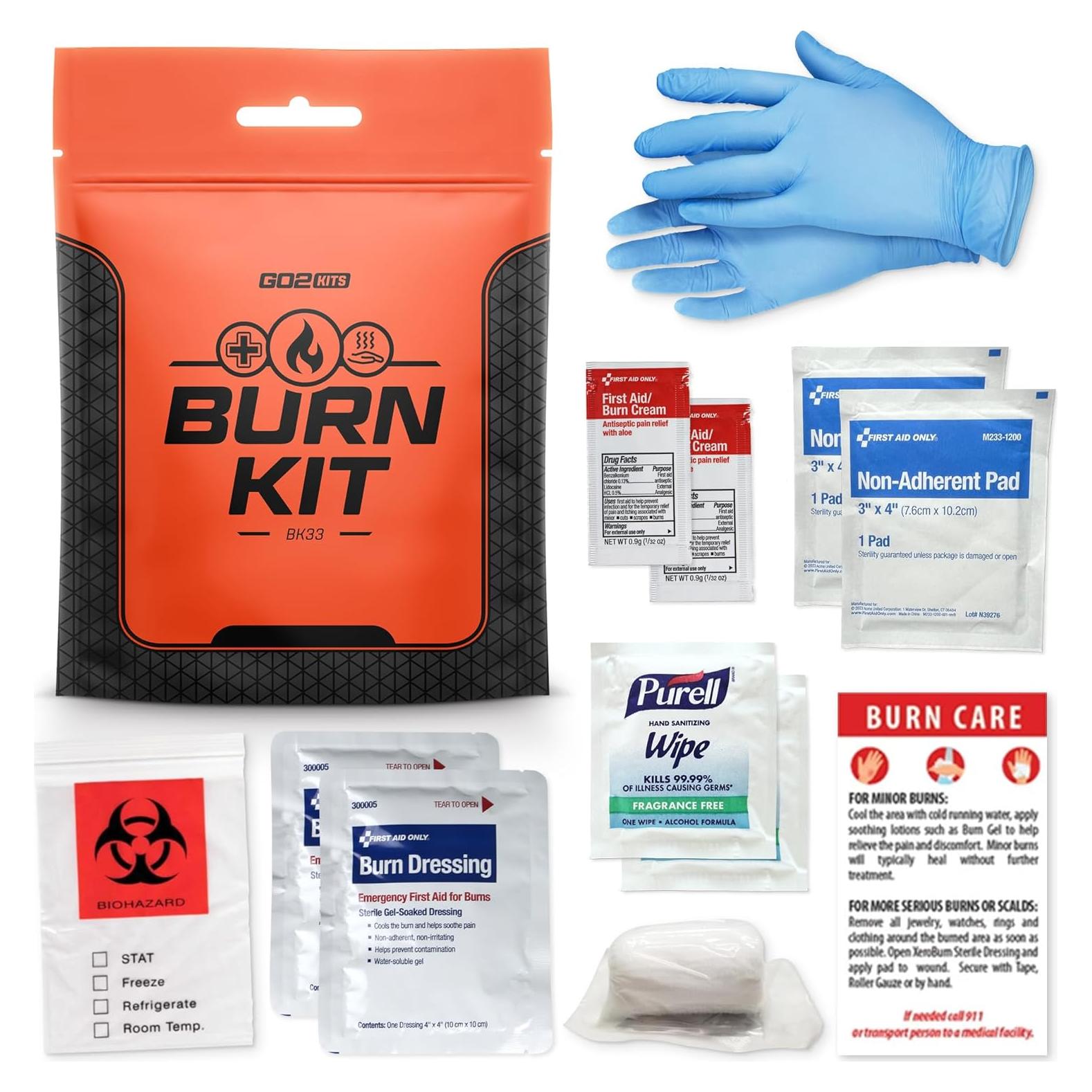 Kit de Primeros Auxilios para Quemaduras Go2Kits BK33 - Compacto y Resellable