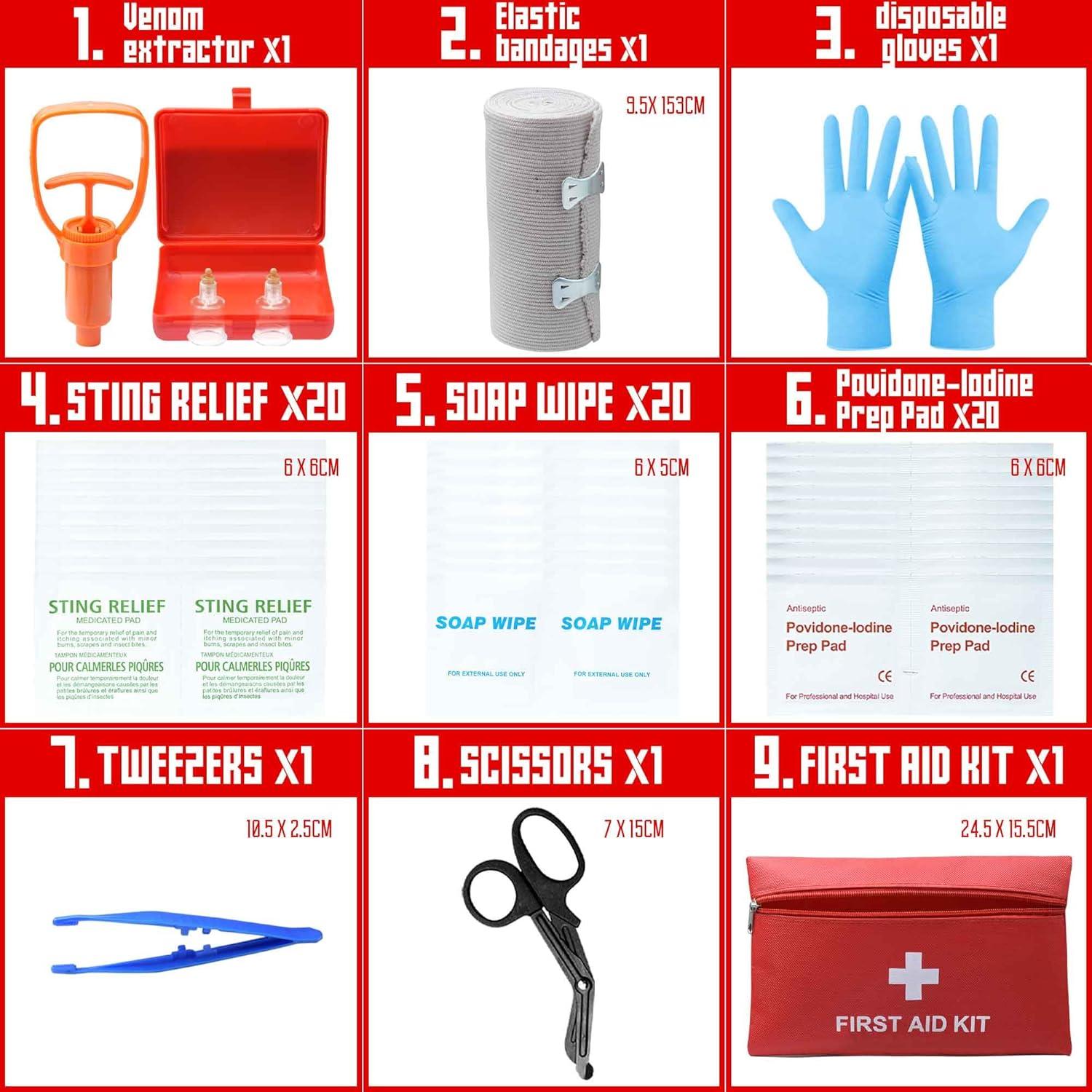 Kit de Primeros Auxilios para Mordeduras y Picaduras BOSITIVE - Rojo