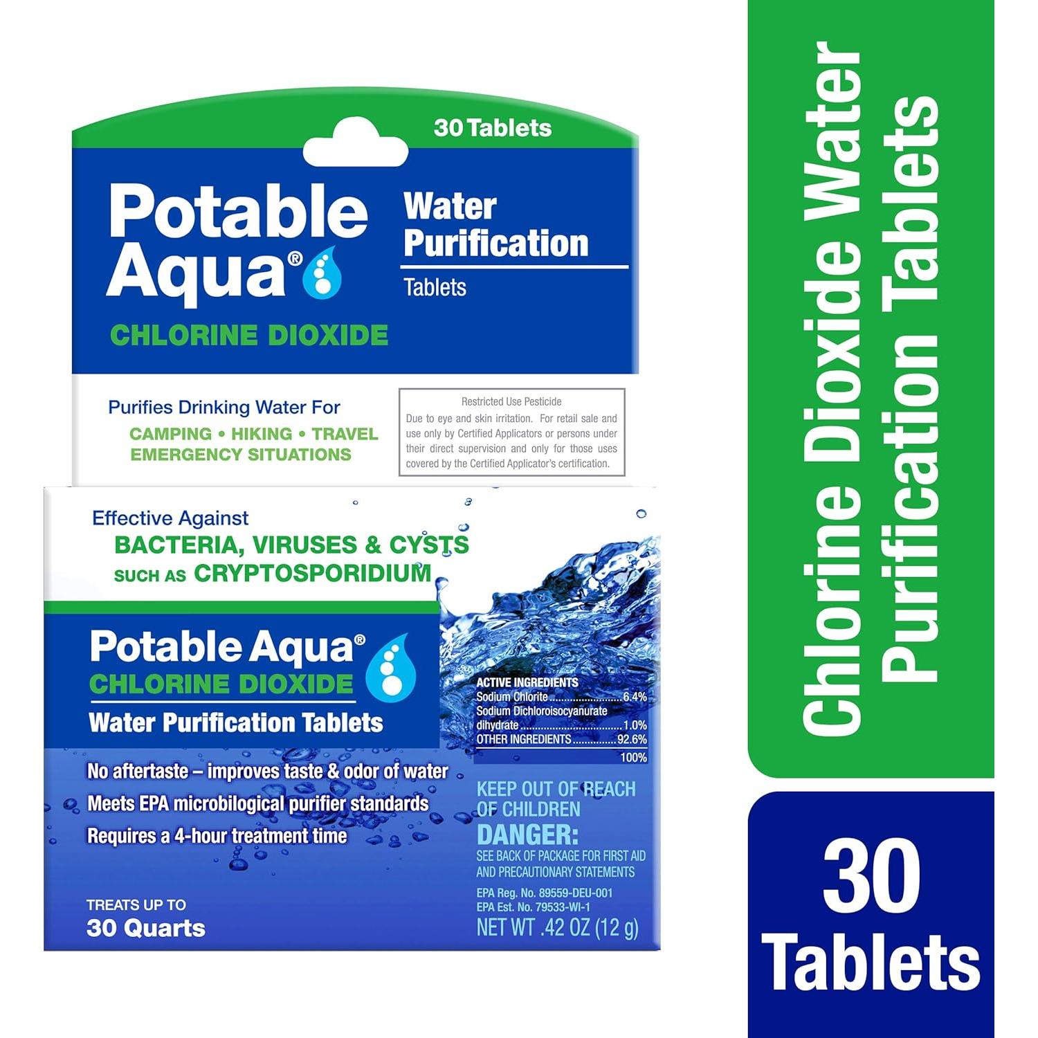 Tabletas Purificadoras Potable Aqua + Filtro Sawyer MINI 30 Unidades