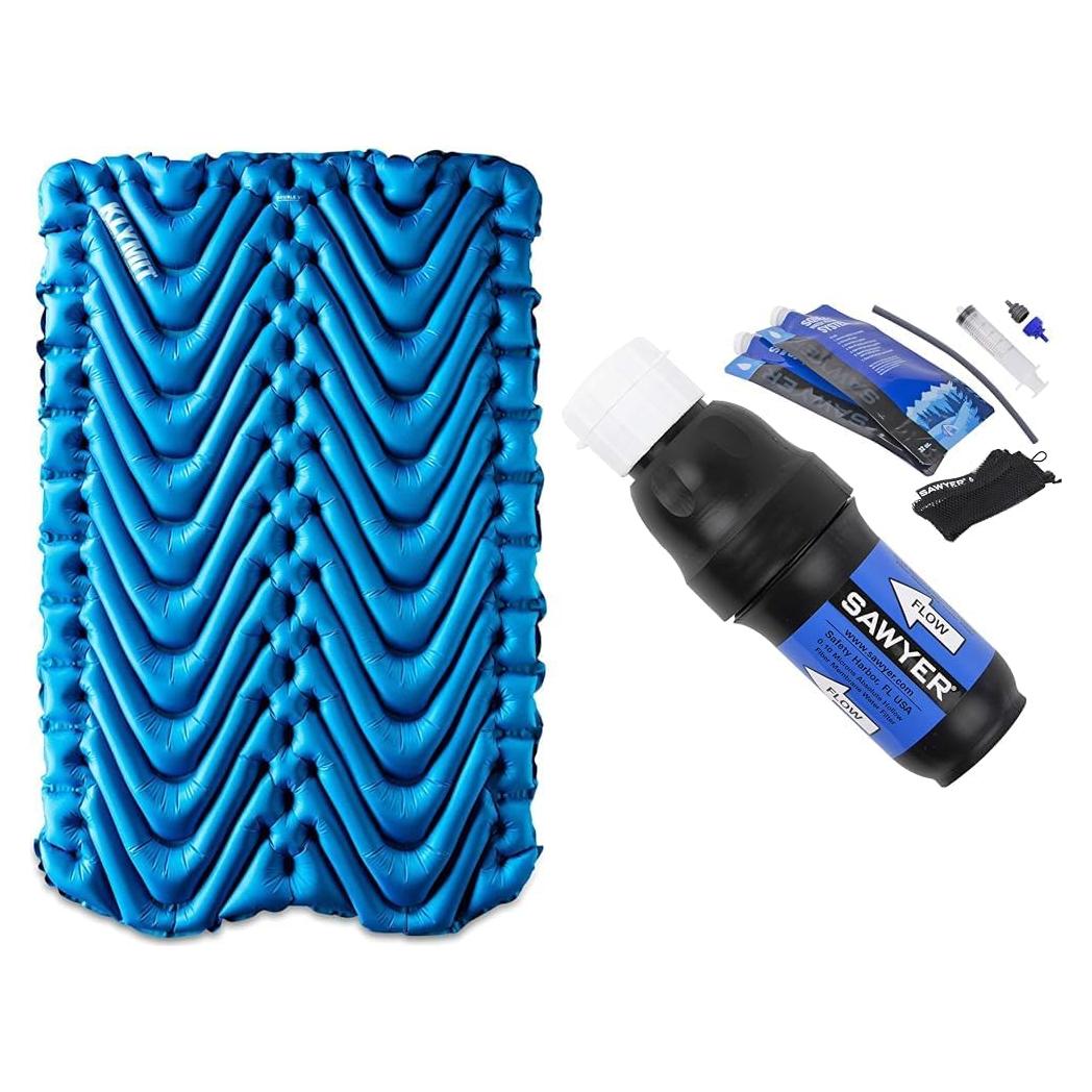 Klymit Almohadilla Aislada Doble V + Filtro Agua Sawyer Squeeze