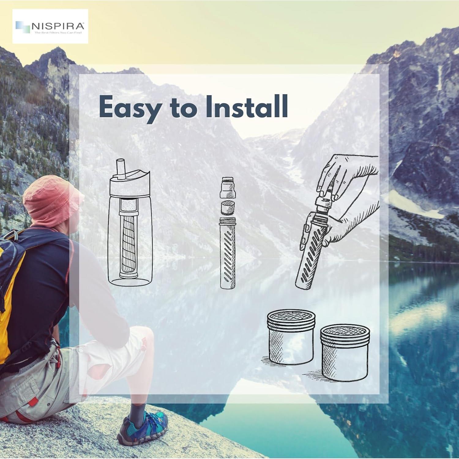 Filtro de Agua de Carbono Nispira para Botellas Lifestraw - 8 Unidades