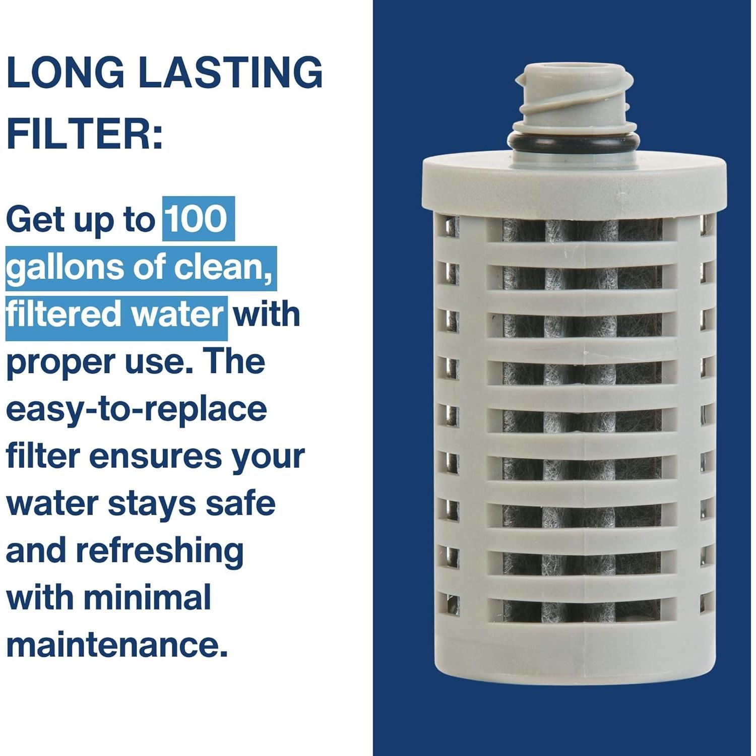 Pajilla Filtrante Portátil Campbell Ultrafiltration+ - Reutilizable, A Prueba de Lavavajillas, Elimina 99.9% Contaminantes