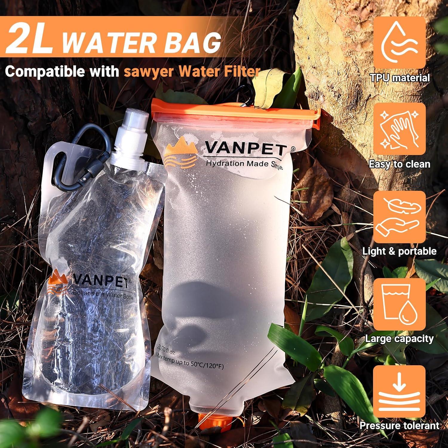 Bolsa de Agua Colapsable 1L y 2L VANPET - Libre de BPA