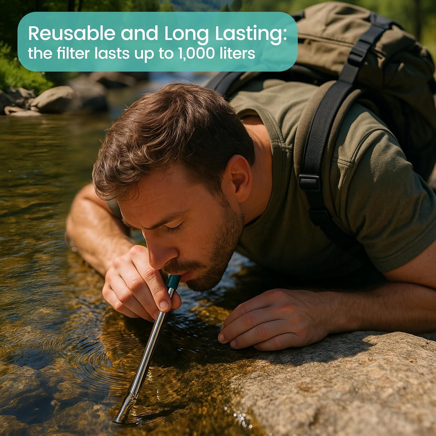 Filtro de Agua Paja Sursip Acero Inoxidable 1 Paquete Portátil