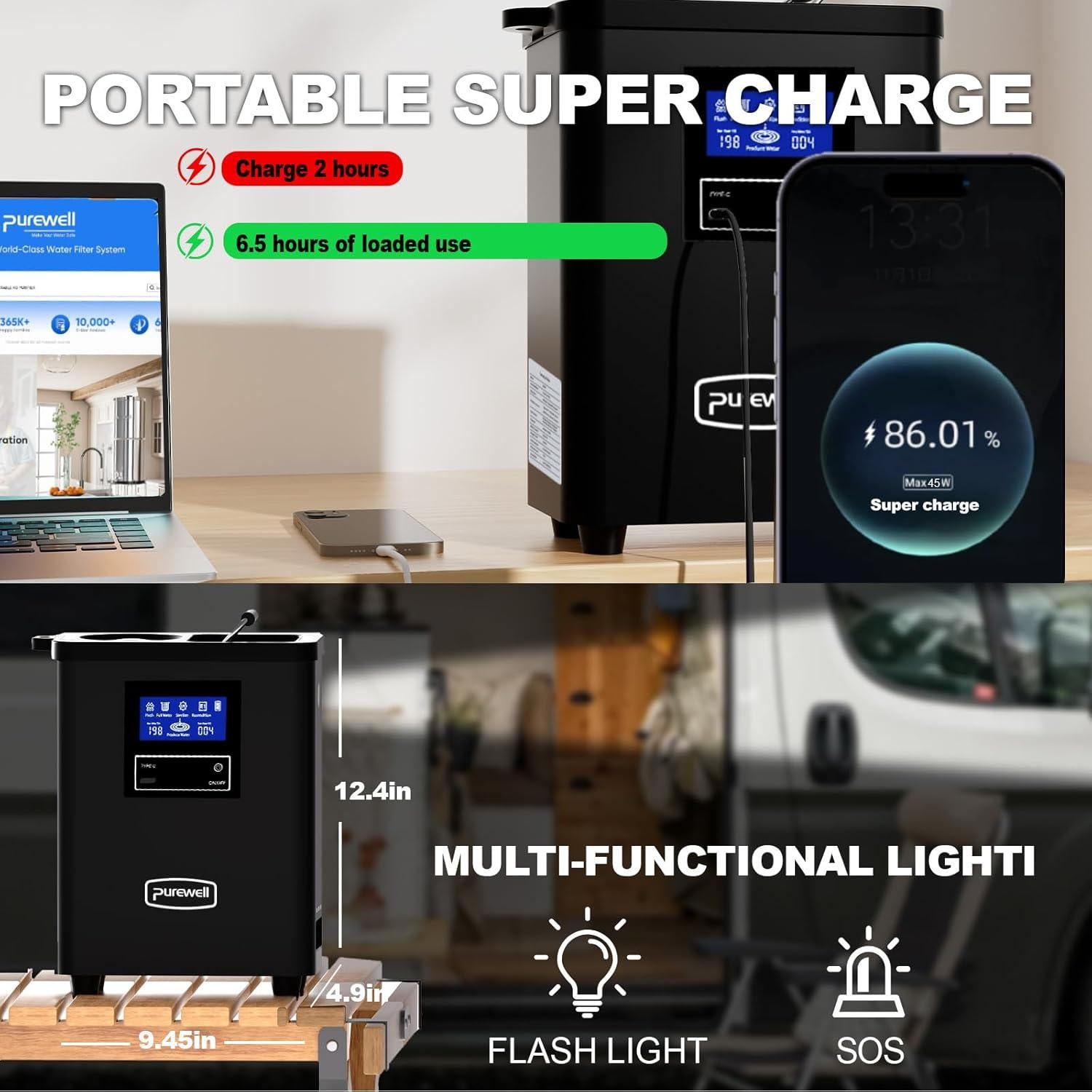 Purificador de Agua Portátil Purewell K8680 RO con UV 10 Etapas