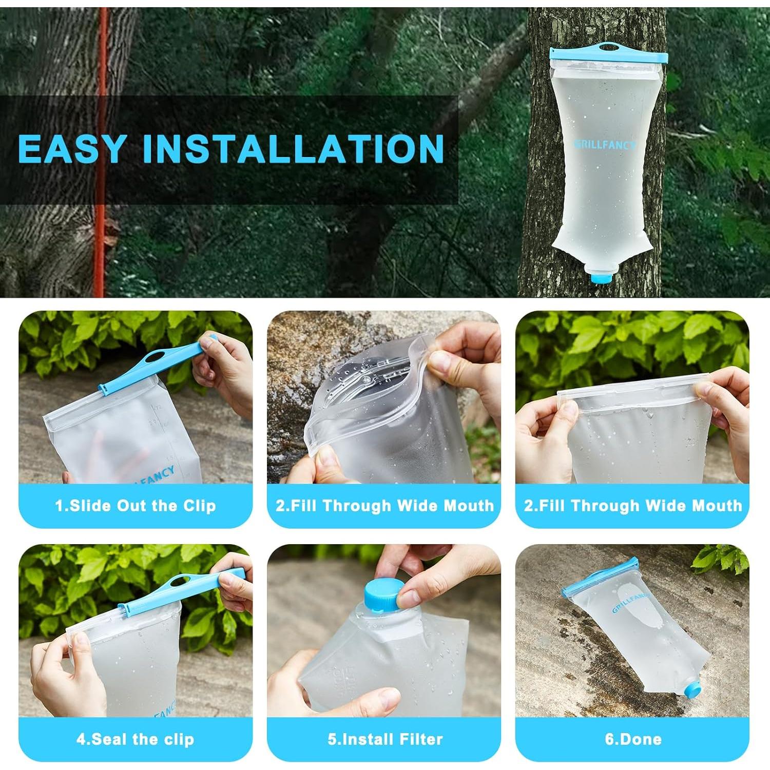 Bolsa de Agua 2L GRILLFANCY TPU Ecológica para Camping y Senderismo