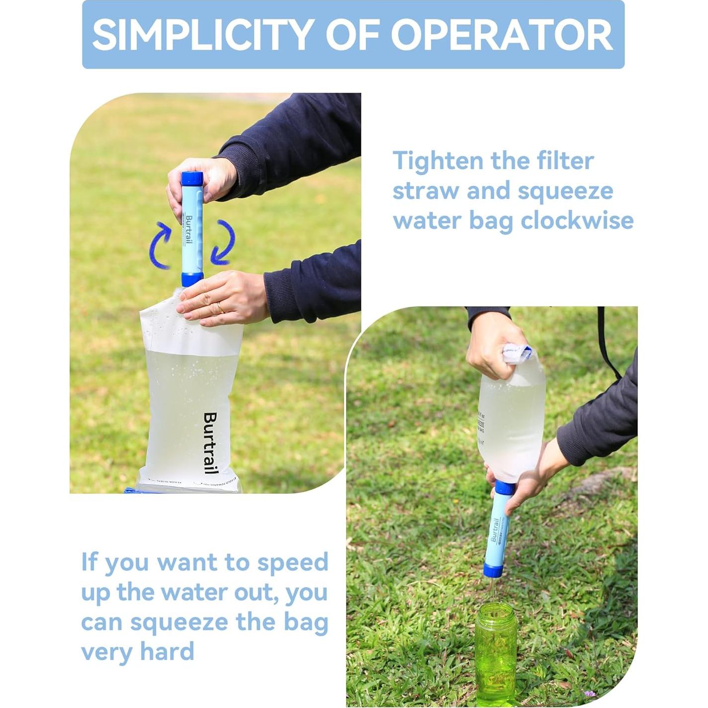 Bolsa de Agua Squeeze 2L Burtrail, Boca Ancha 28mm, Ligera