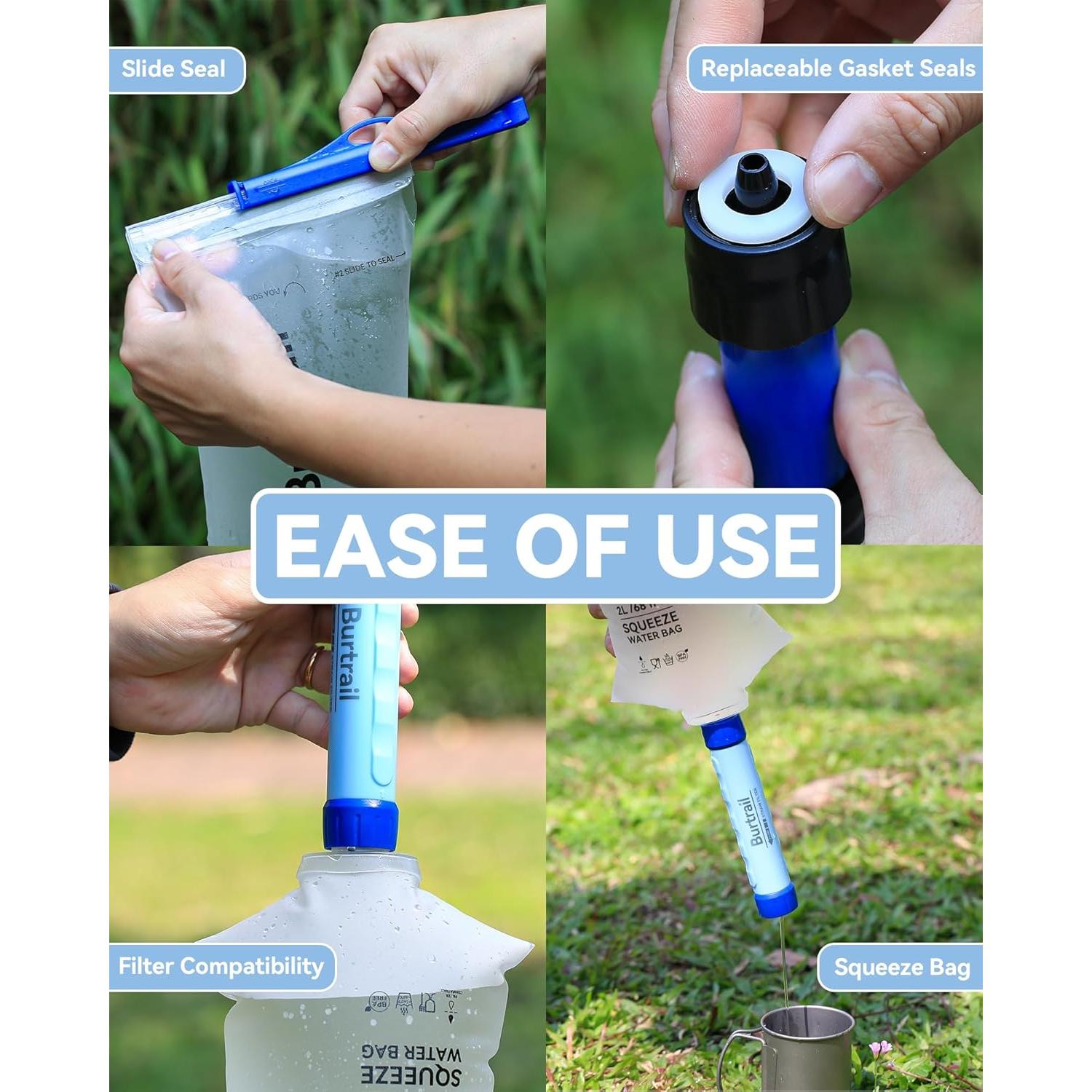 Bolsa de Agua Squeeze 2L Burtrail, Boca Ancha 28mm, Ligera