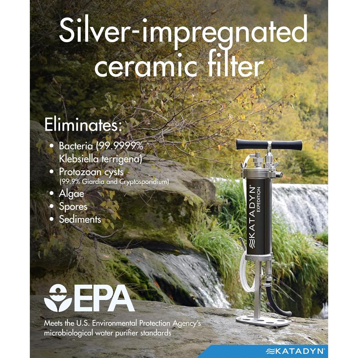 Filtro de Agua Katadyn KFT Expedition 100,000L Cerámico Plata