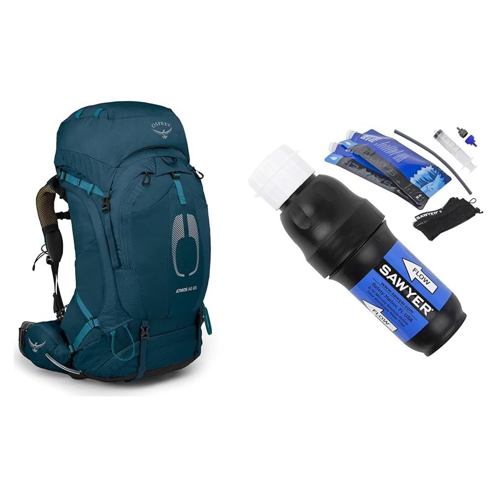 Mochila Osprey Atmos AG 65L + Filtro de Agua Sawyer Squeeze