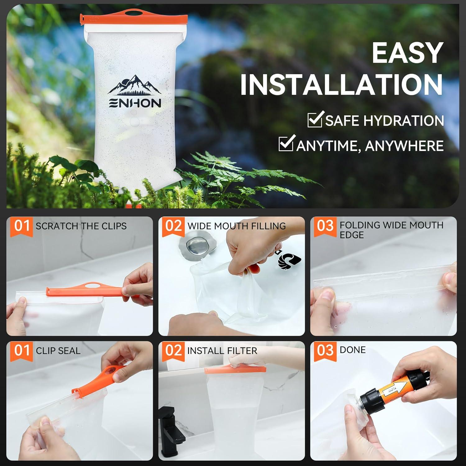 Bolsa de Agua Colapsable Enhon 2L TPU para Senderismo