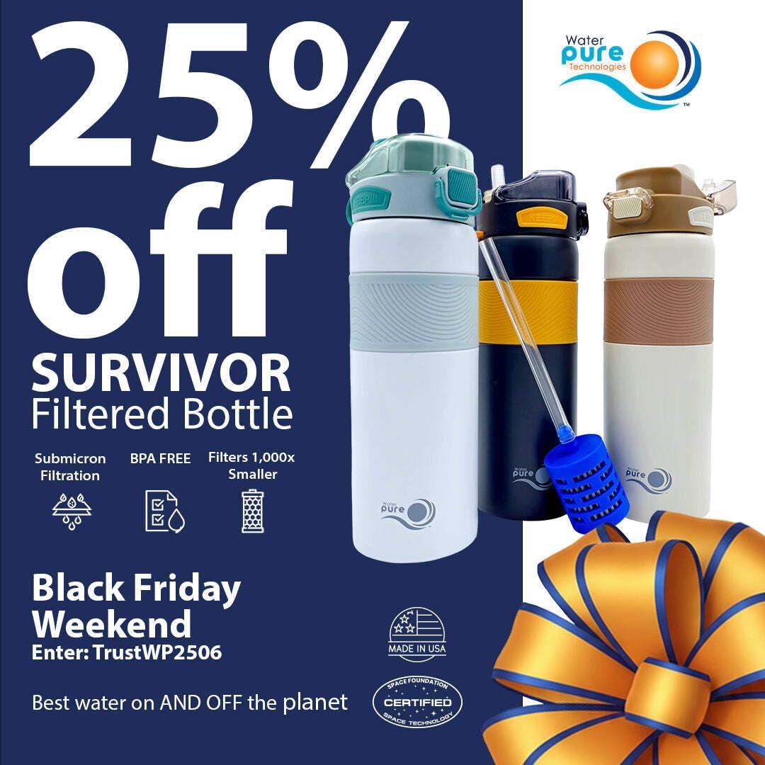 Botella de Filtro de Agua Aislada Water Pure 0.63kg Azul