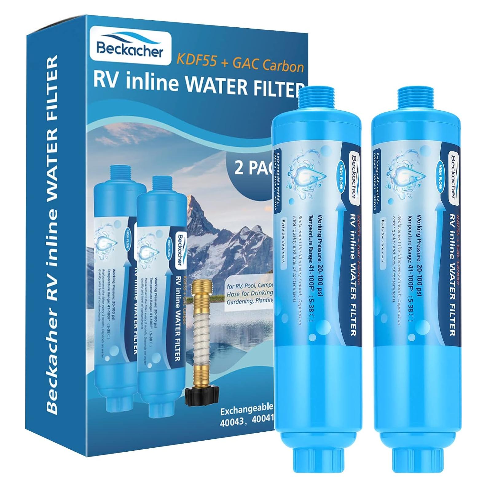 Paquete de 2 filtros de agua Beckacher para RV - KDF y GAC