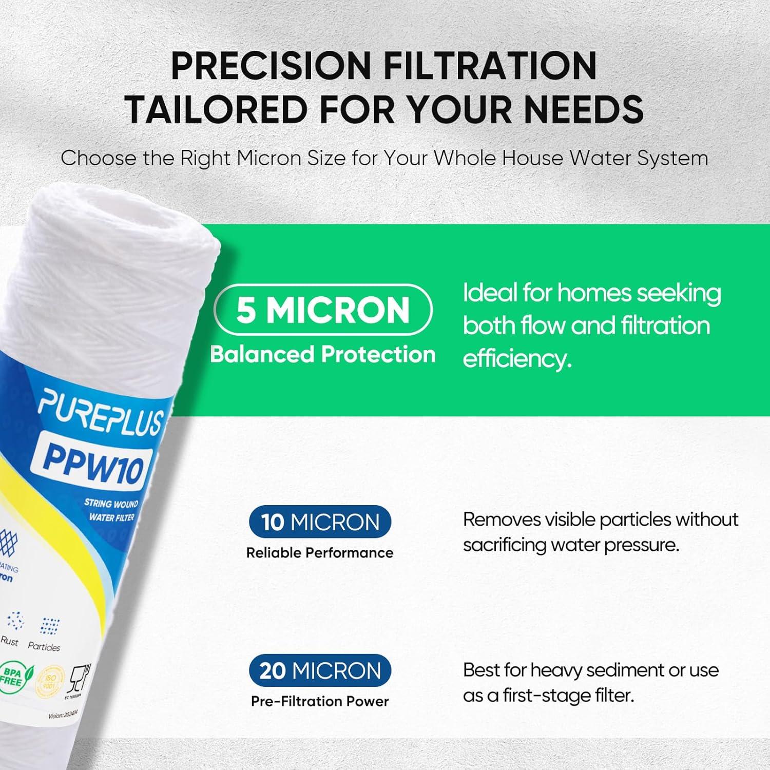 Filtro de Sedimentos 10"x2.5" PUREPLUS 5 Micrones - Paquete de 4