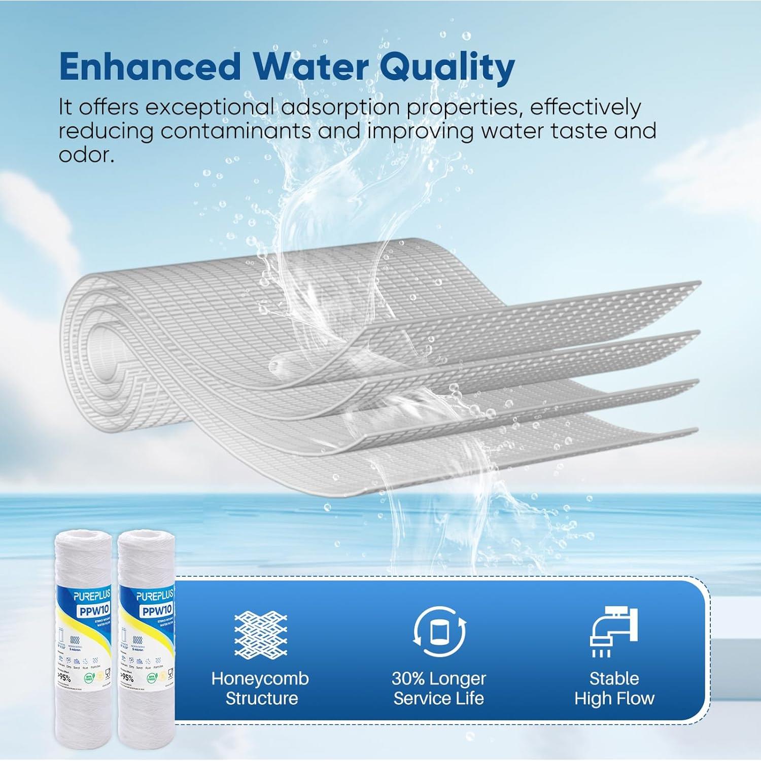 Filtro de Sedimentos 10"x2.5" PUREPLUS 5 Micrones - Paquete de 4